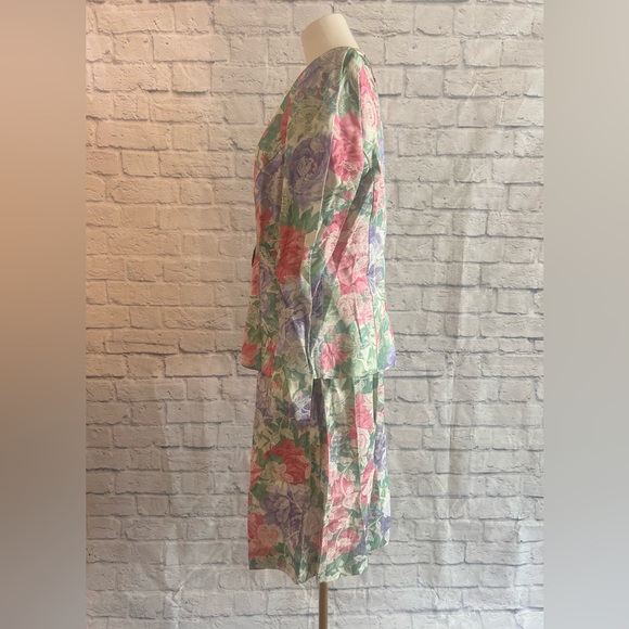 Vintage 80s Leslie Fay Skirt Set 2 Piece Deadstock Pastel Floral Suit Coquette - Picture 10 of 16